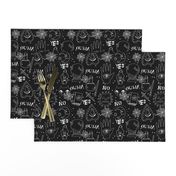 Spirit board cute halloween pattern october fall themed fabric black and white print by andrea lauren