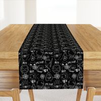 Spirit board cute halloween pattern october fall themed fabric black and white print by andrea lauren