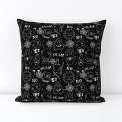 Spirit board cute halloween pattern october fall themed fabric black and white print by andrea lauren