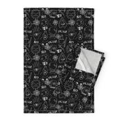 Spirit board cute halloween pattern october fall themed fabric black and white print by andrea lauren