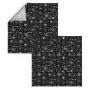 Spirit board cute halloween pattern october fall themed fabric black and white print by andrea lauren