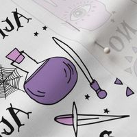 Ouija cute halloween pattern october fall themed fabric print white purple by andrea lauren