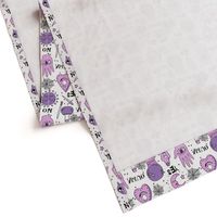 Ouija cute halloween pattern october fall themed fabric print white purple by andrea lauren