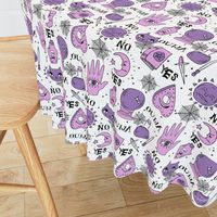 Ouija cute halloween pattern october fall themed fabric print white purple by andrea lauren