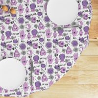 Ouija cute halloween pattern october fall themed fabric print white purple by andrea lauren