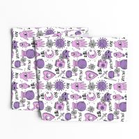 Ouija cute halloween pattern october fall themed fabric print white purple by andrea lauren