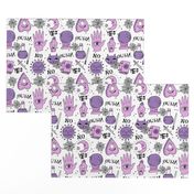 Ouija cute halloween pattern october fall themed fabric print white purple by andrea lauren