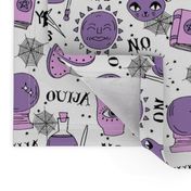 Ouija cute halloween pattern october fall themed fabric print white purple by andrea lauren