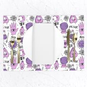 Ouija cute halloween pattern october fall themed fabric print white purple by andrea lauren