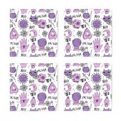 Ouija cute halloween pattern october fall themed fabric print white purple by andrea lauren