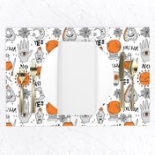 Ouija cute halloween pattern october fall themed fabric print white orange by andrea lauren
