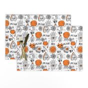 Ouija cute halloween pattern october fall themed fabric print white orange by andrea lauren