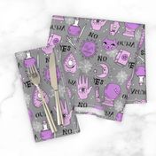 Spirit board  cute halloween pattern october fall themed fabric print grey purple by andrea lauren