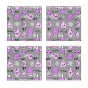 Spirit board  cute halloween pattern october fall themed fabric print grey purple by andrea lauren