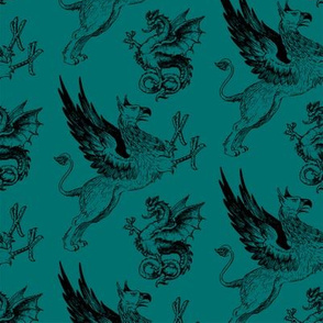 griffin and dragon teal - potter's world