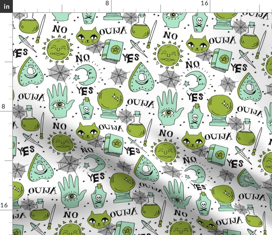 cute halloween pattern october fall themed fabric print white green by andrea lauren