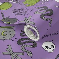 Halloween spooky cauldron snakes potions pattern by andrea lauren purple green