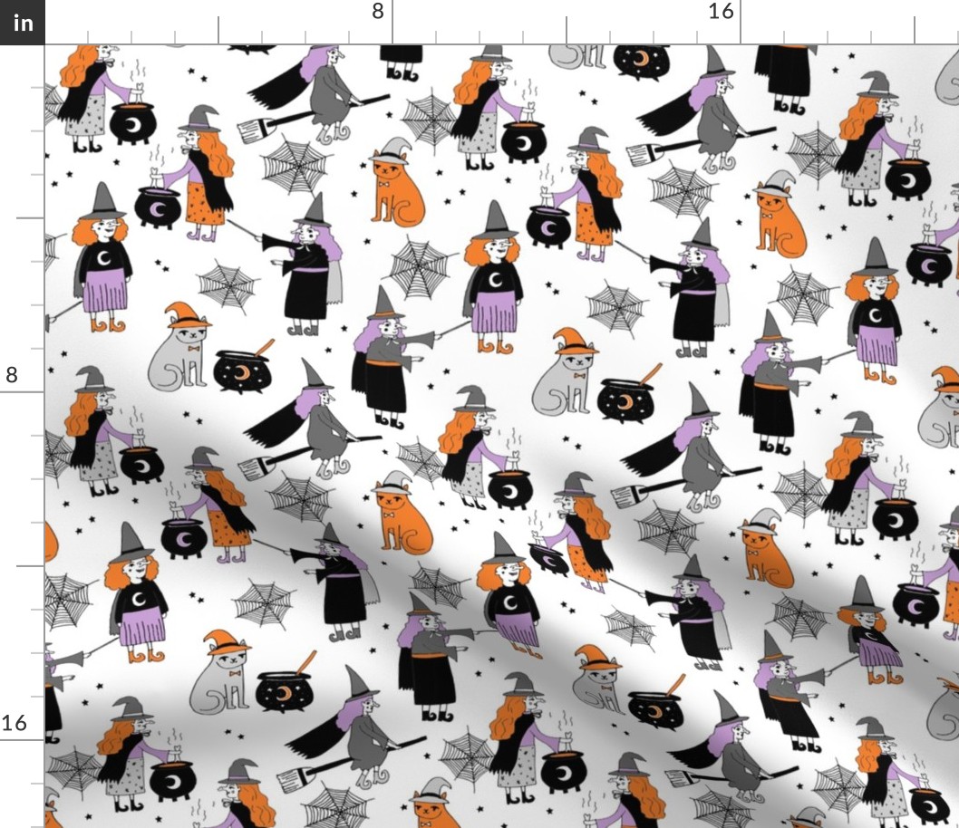 Witches halloween spooky cute pattern with cats by andrea lauren 