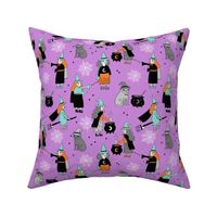 Witches halloween spooky cute pattern with cats by andrea lauren purple