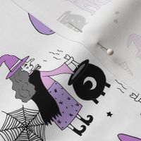 Witches halloween spooky cute pattern with cats by andrea lauren white