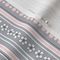 Pink and Gray Flower Stripes