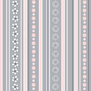 Pink and Gray Flower Stripes