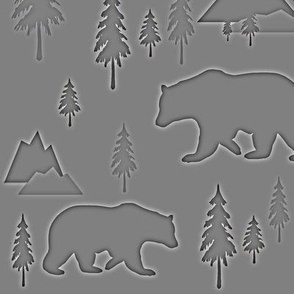 Bears mountains forest gray negative