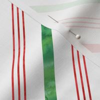 watercolor candy cane stripes - green and red
