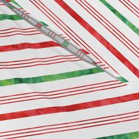 watercolor candy cane stripes - green and red