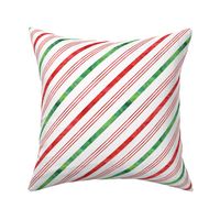 watercolor candy cane stripes - green and red