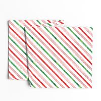 watercolor candy cane stripes - green and red