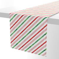 watercolor candy cane stripes - green and red