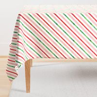 watercolor candy cane stripes - green and red