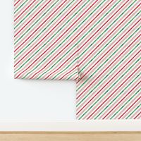 watercolor candy cane stripes - green and red