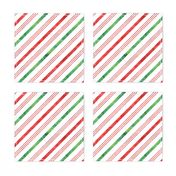 watercolor candy cane stripes - green and red