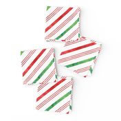 watercolor candy cane stripes - green and red