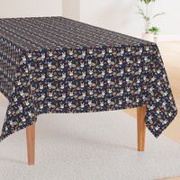 Corgi football sports fan fabric pattern navy