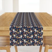 Corgi football sports fan fabric pattern navy