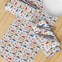 Corgi football sports fan fabric pattern grey