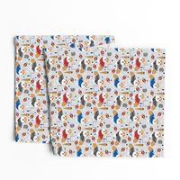 Corgi football sports fan fabric pattern grey