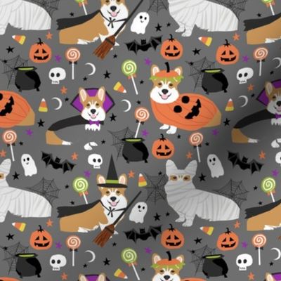 Corgi halloween costumes mummy vampire ghost just dog fabric grey 