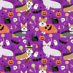 Corgi halloween costumes mummy vampire ghost just dog fabric purple