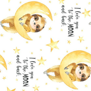 Baby Sloth on Moon, I love you to the MOON and back, ROTATED