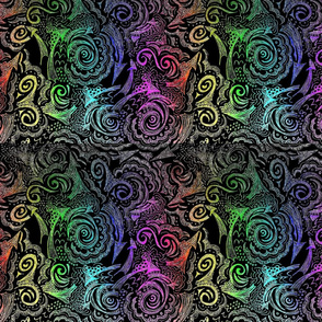 Bandana Doodle - Rainbow Black