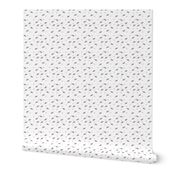 Ditsy Leaves Stems Black on White Pink Berries Simple Modern Quilt