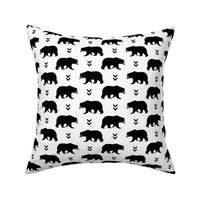 Bears & Arrows - Black Bear - Baby Nursery Woodland Animals Black and White Monochrome Kids Childrens Bedding