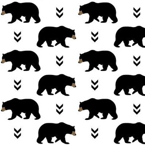 Bears & Arrows - Black Bear - Baby Nursery Woodland Animals Black and White Monochrome Kids Childrens Bedding