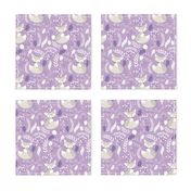 Gray Fox - Sleepy Foxes (lavender crocus) Baby Girl Nursery Woodland Animals Kids Childrens Bedding C2