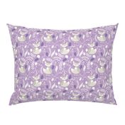 Gray Fox - Sleepy Foxes (lavender crocus) Baby Girl Nursery Woodland Animals Kids Childrens Bedding C2