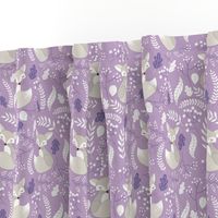 Gray Fox - Sleepy Foxes (lavender crocus) Baby Girl Nursery Woodland Animals Kids Childrens Bedding C2